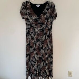 Croft & Barrow Large Black and Brown Patterned Dress Modest Breathable